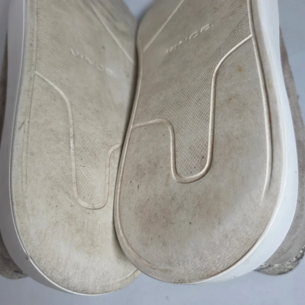 VINCE Rhea‎ Womens 9 Gray Suede Platform Sneakers Snakeskin Neutral Minimalist